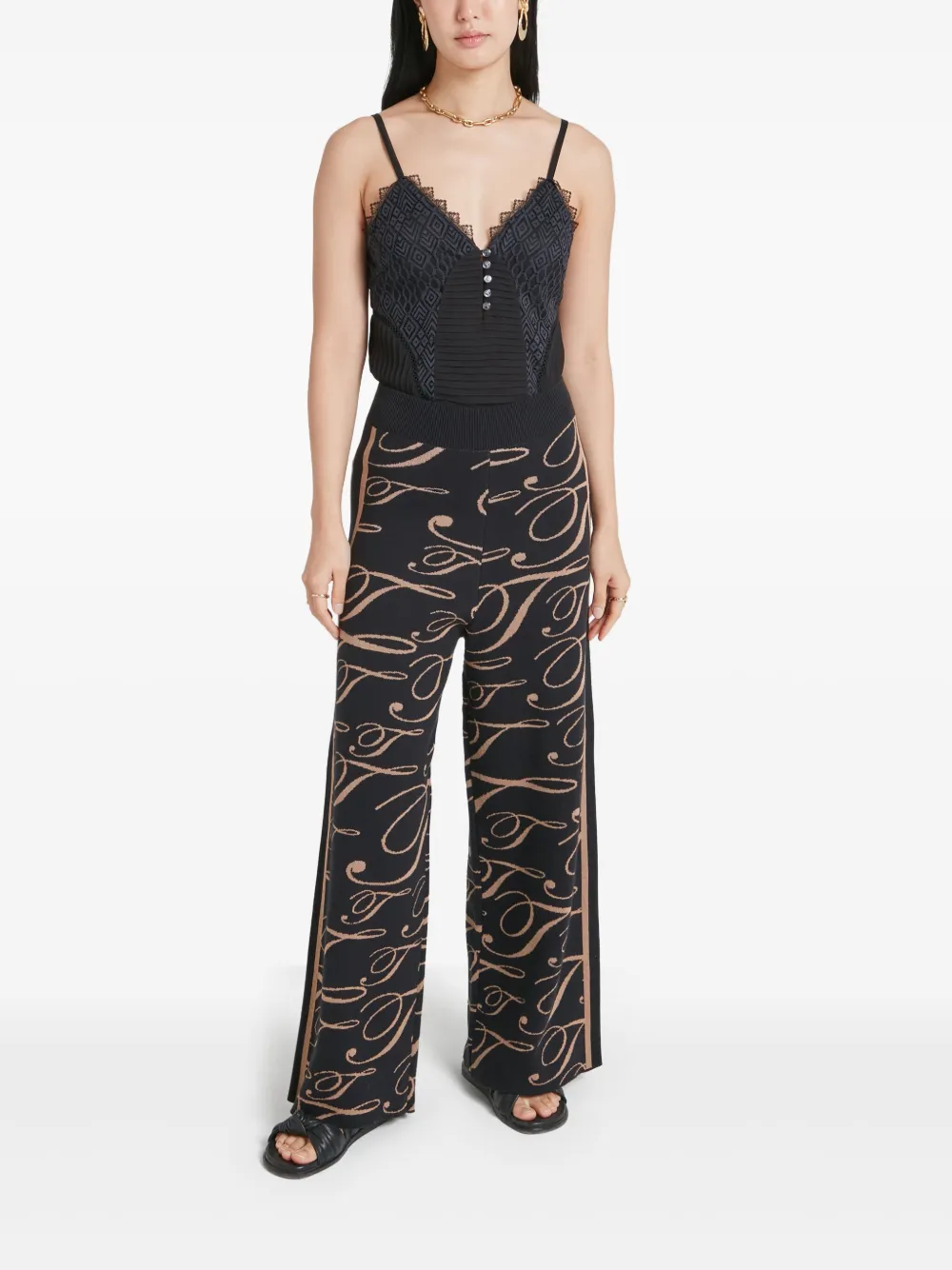 Temperley London Broek met T-logo Zwart