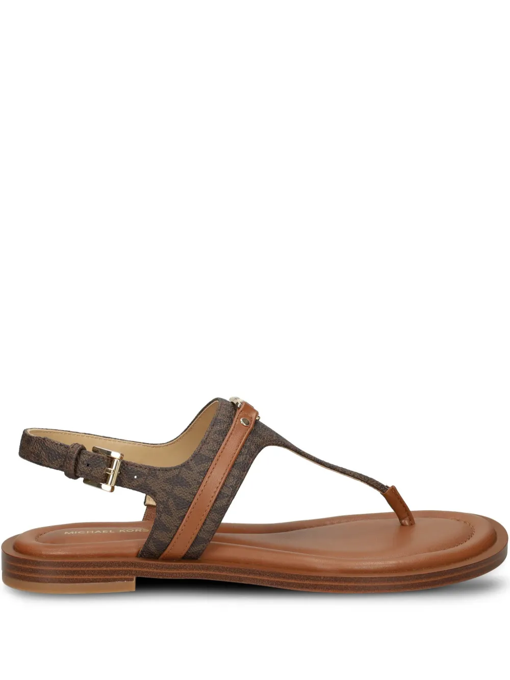 Shop Michael Michael Kors Canvas Flat Sandals In Brown