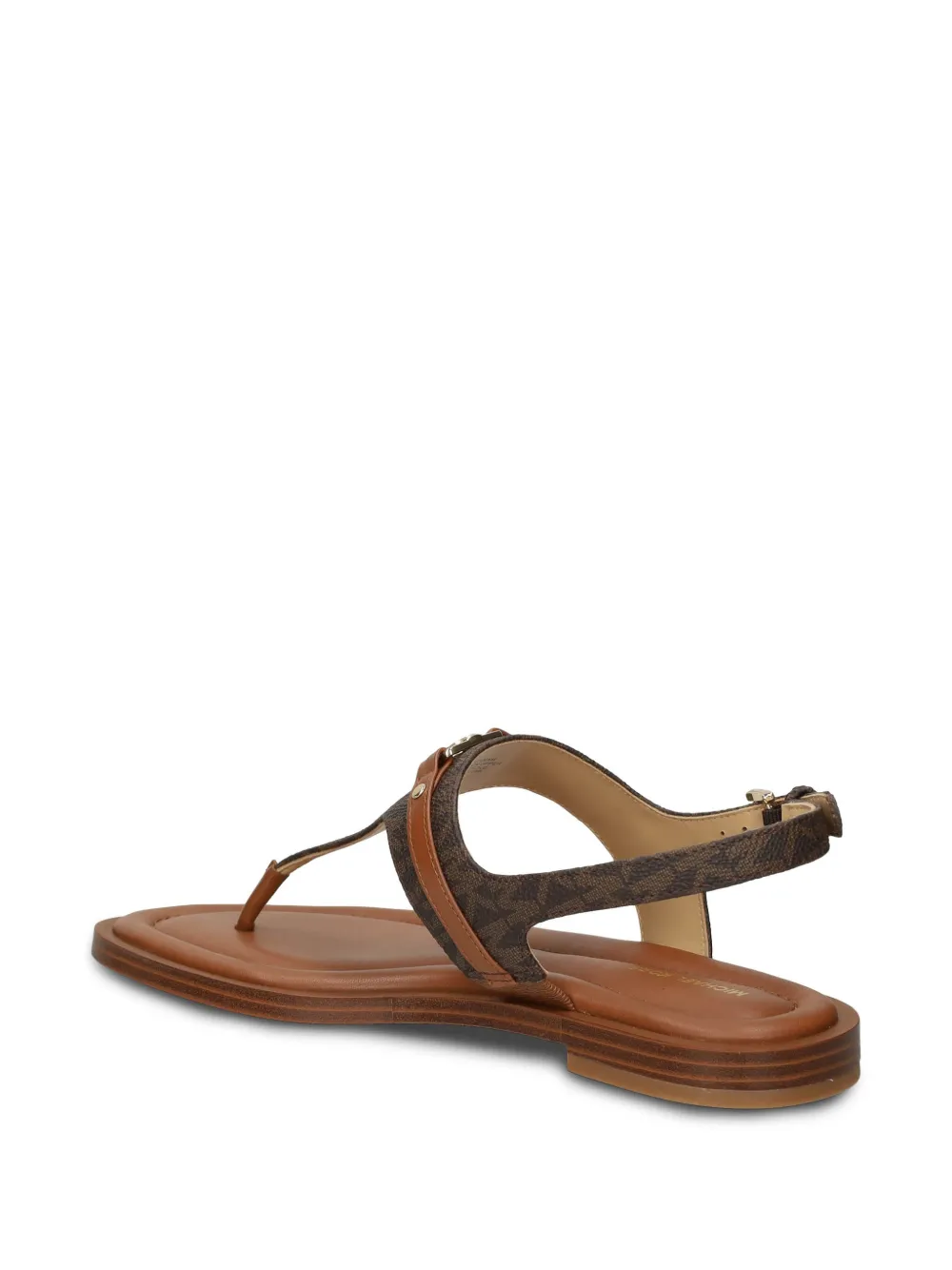 Shop Michael Michael Kors Canvas Flat Sandals In Brown