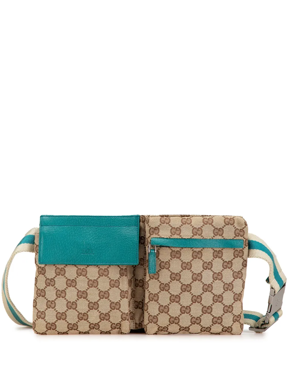 Gucci Pre-Owned 2000-2015 GG Canvas Web Double Pocket belt bag - Marrone