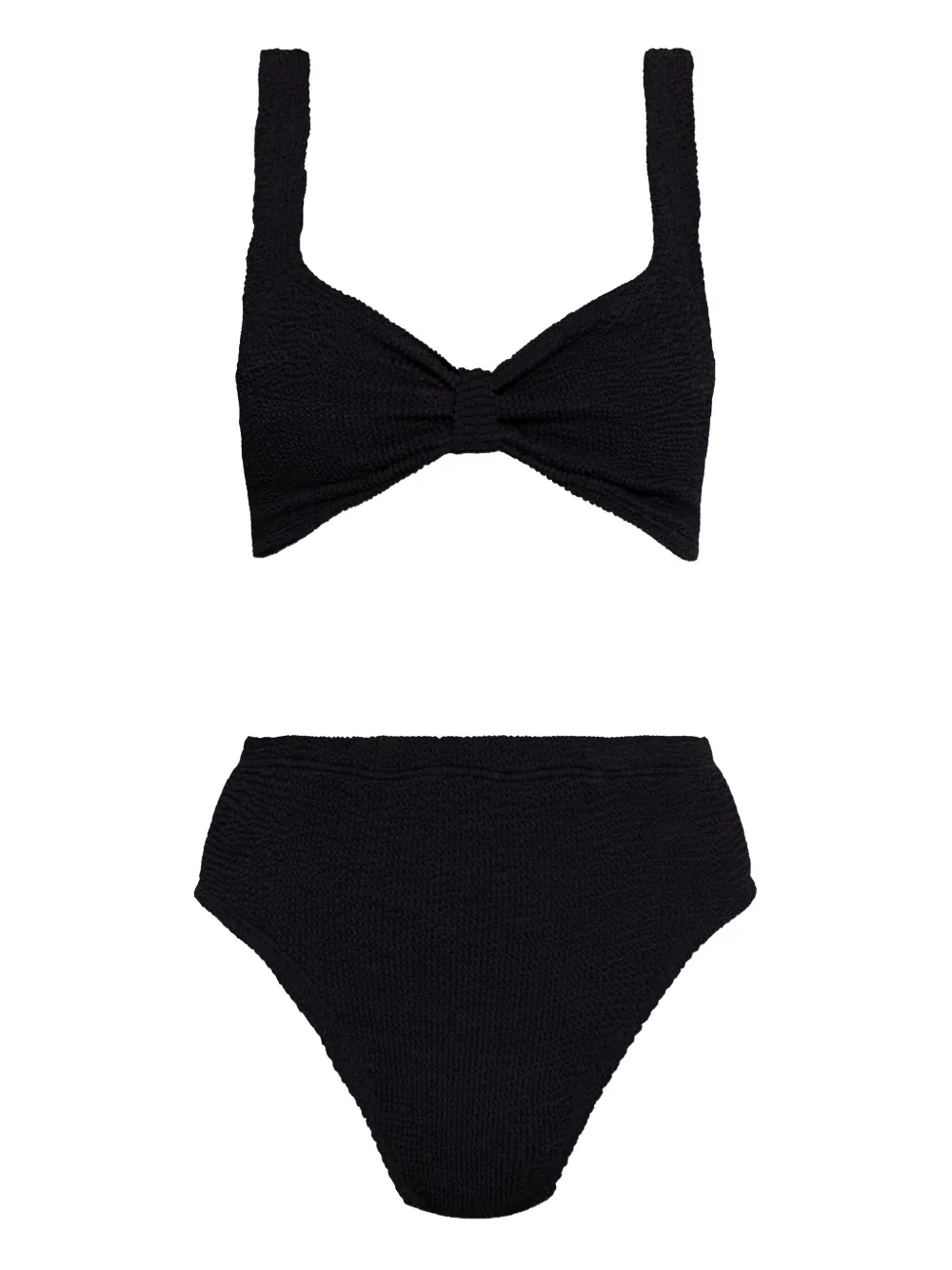 Hunza G Juno Textured Nylon Twisted Bikini In Black