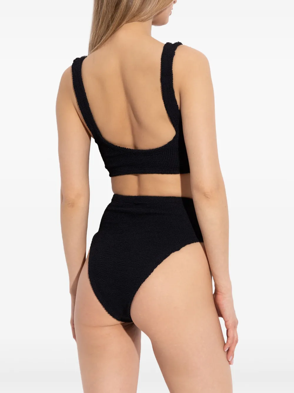 Hunza G Juno Textured Nylon Twisted Bikini In Black