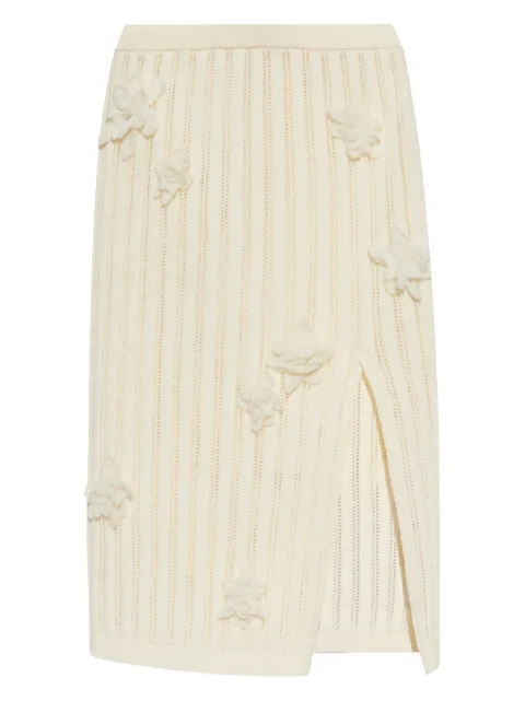 Casablanca floral-appliqué midi skirt