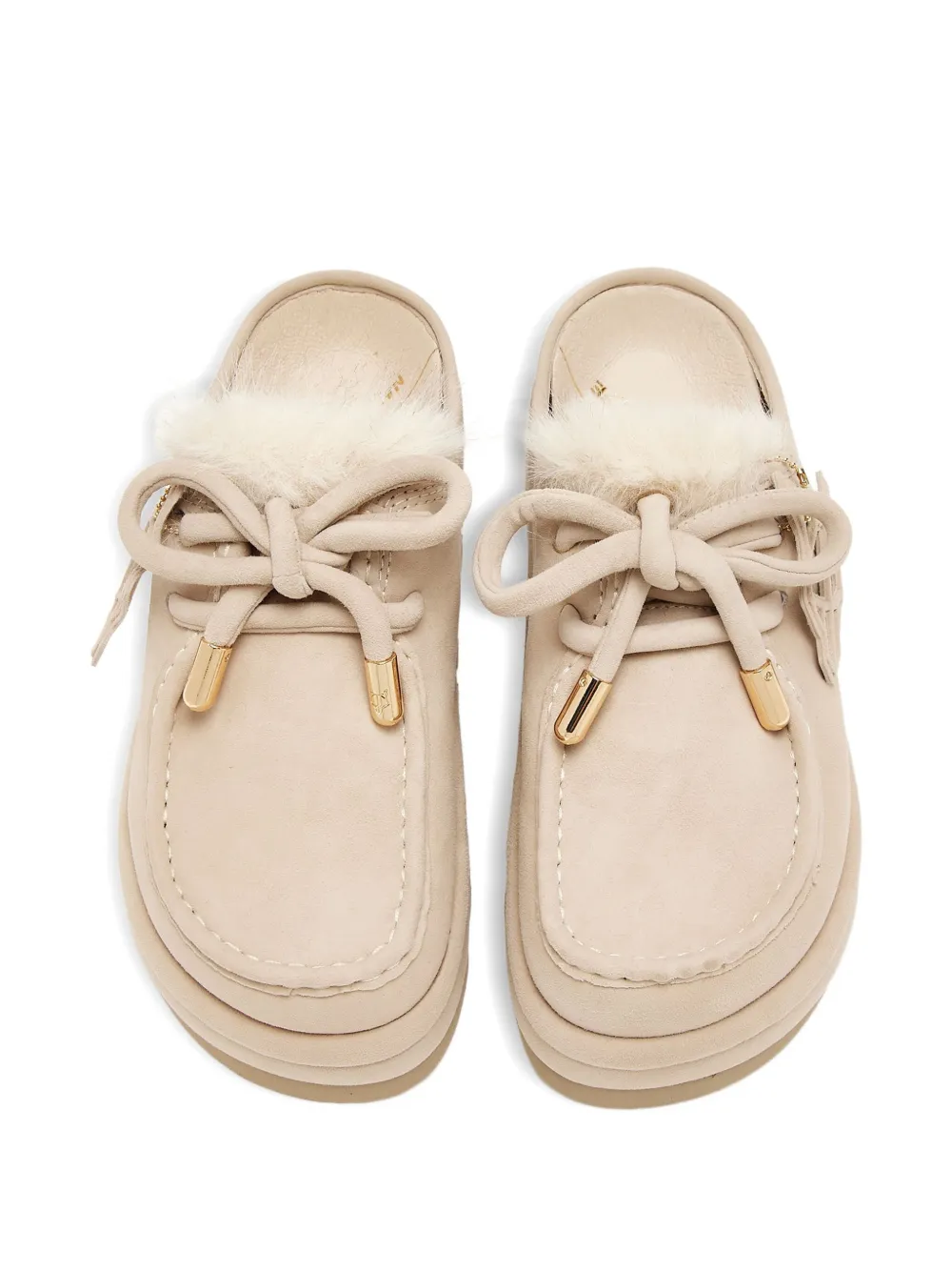 NAKED WOLFE Blizzard faux fur-trimmed platform mules Neutrals