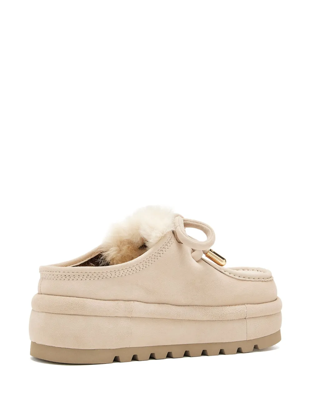 NAKED WOLFE Blizzard faux fur-trimmed platform mules Neutrals
