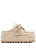 NAKED WOLFE Blizzard faux fur-trimmed platform mules - Neutrals