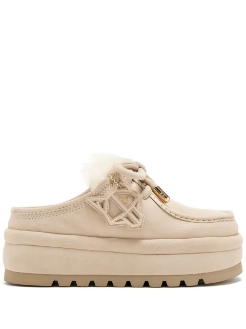 NAKED WOLFE Blizzard faux fur-trimmed platform mules