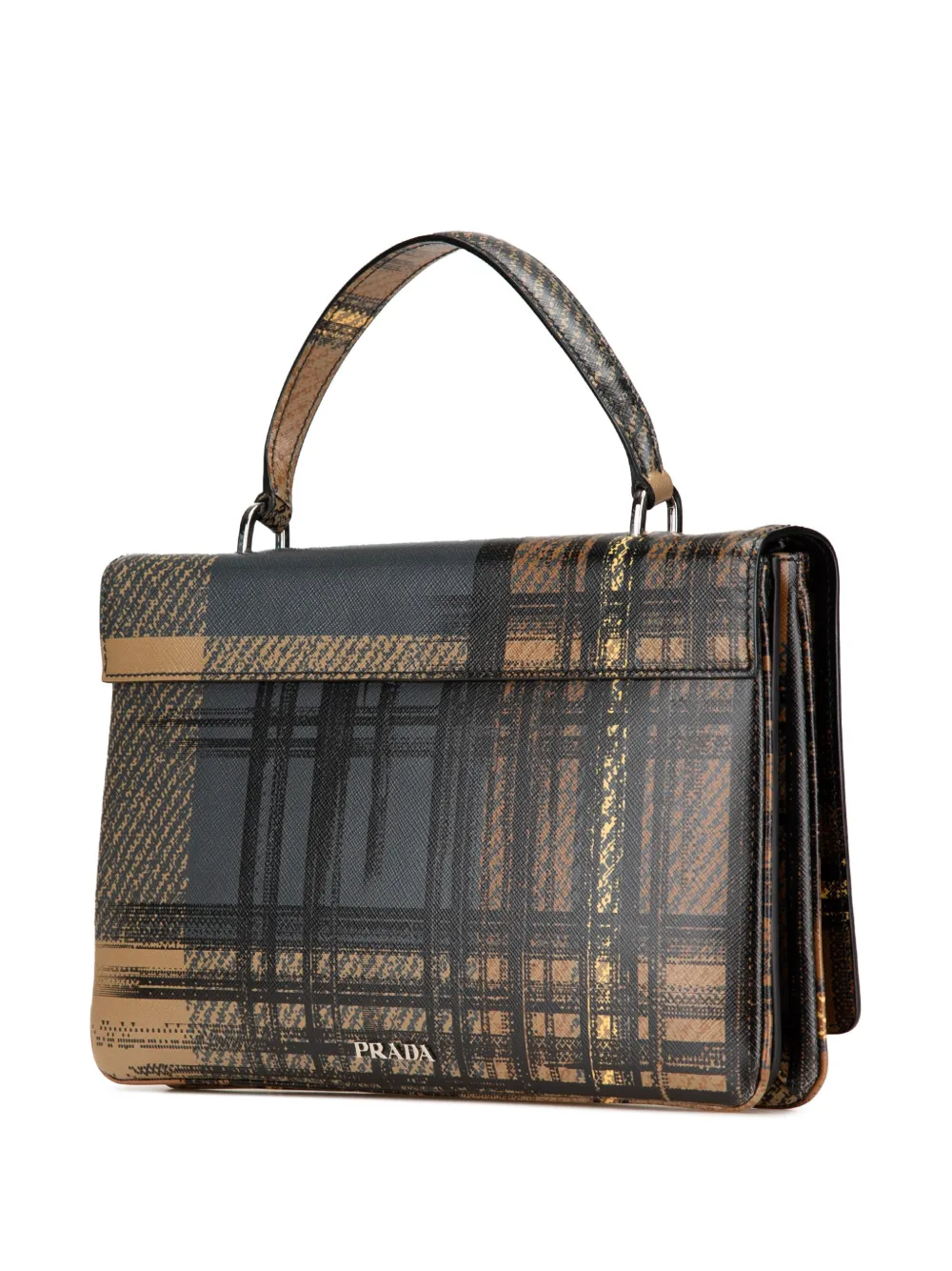 Prada Pre-Owned 2010-2024 Saffiano Tartan Print Top Handle Bag handbag | Bags | Image 2