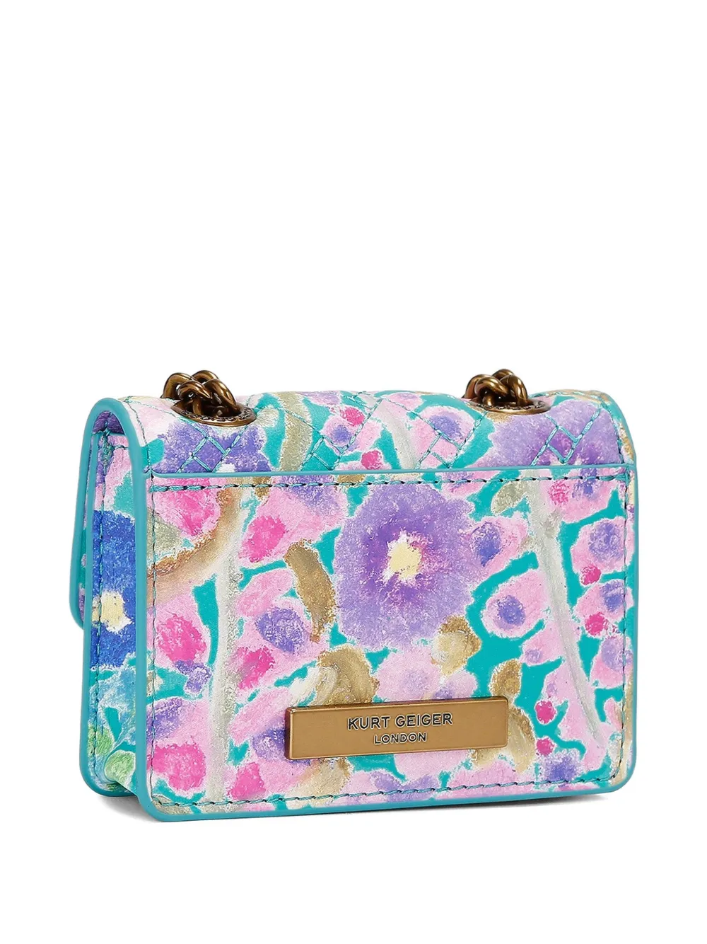 Kurt Geiger London Kensington gewatteerde schoudertas met bloemenpatroon - Blauw