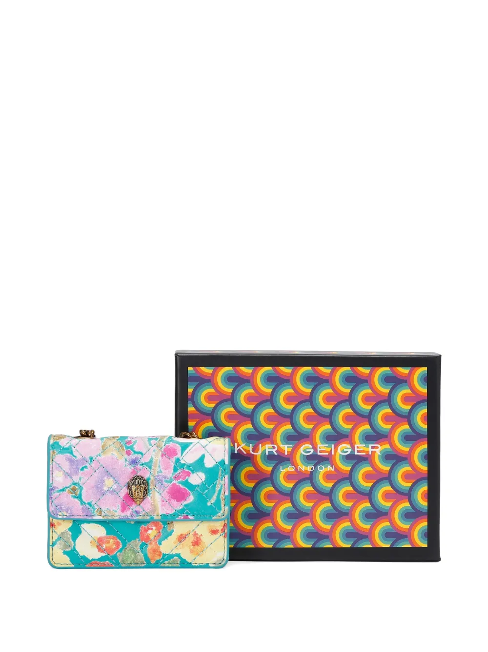 Kurt Geiger London Kensington gewatteerde schoudertas met bloemenpatroon Blauw