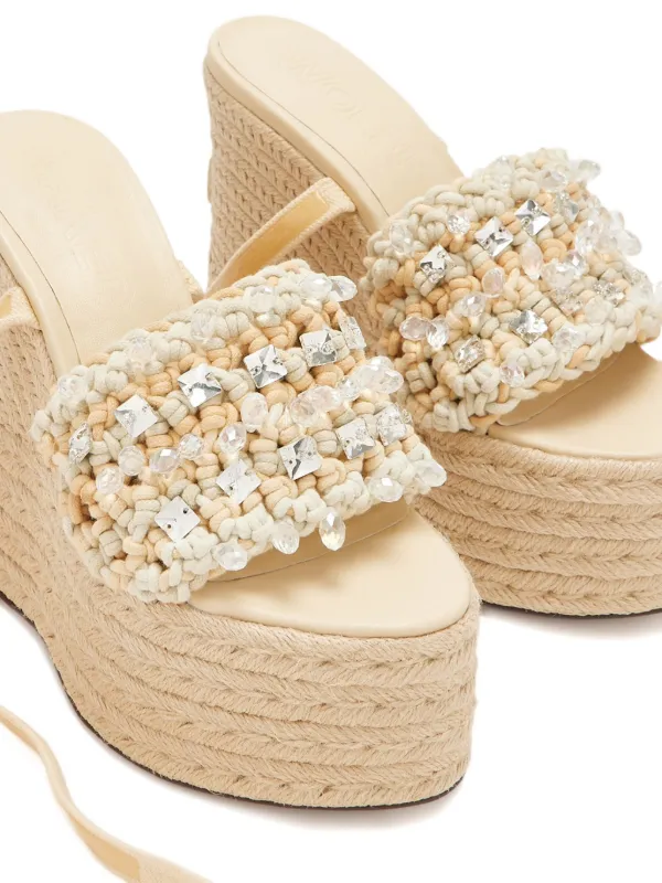 NAKED WOLFE ◆ Peony 厚底 サンダル ウェッジ ヒール 14cm NAKED WOLFE 140mm Peony Beaded Woven Wedge Sandals
