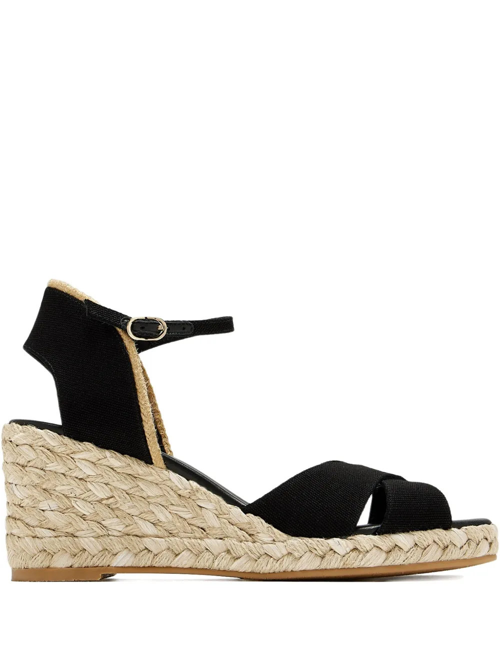Stuart Weitzman 80mm Mirela II ankle-strap espadrille wedges Black
