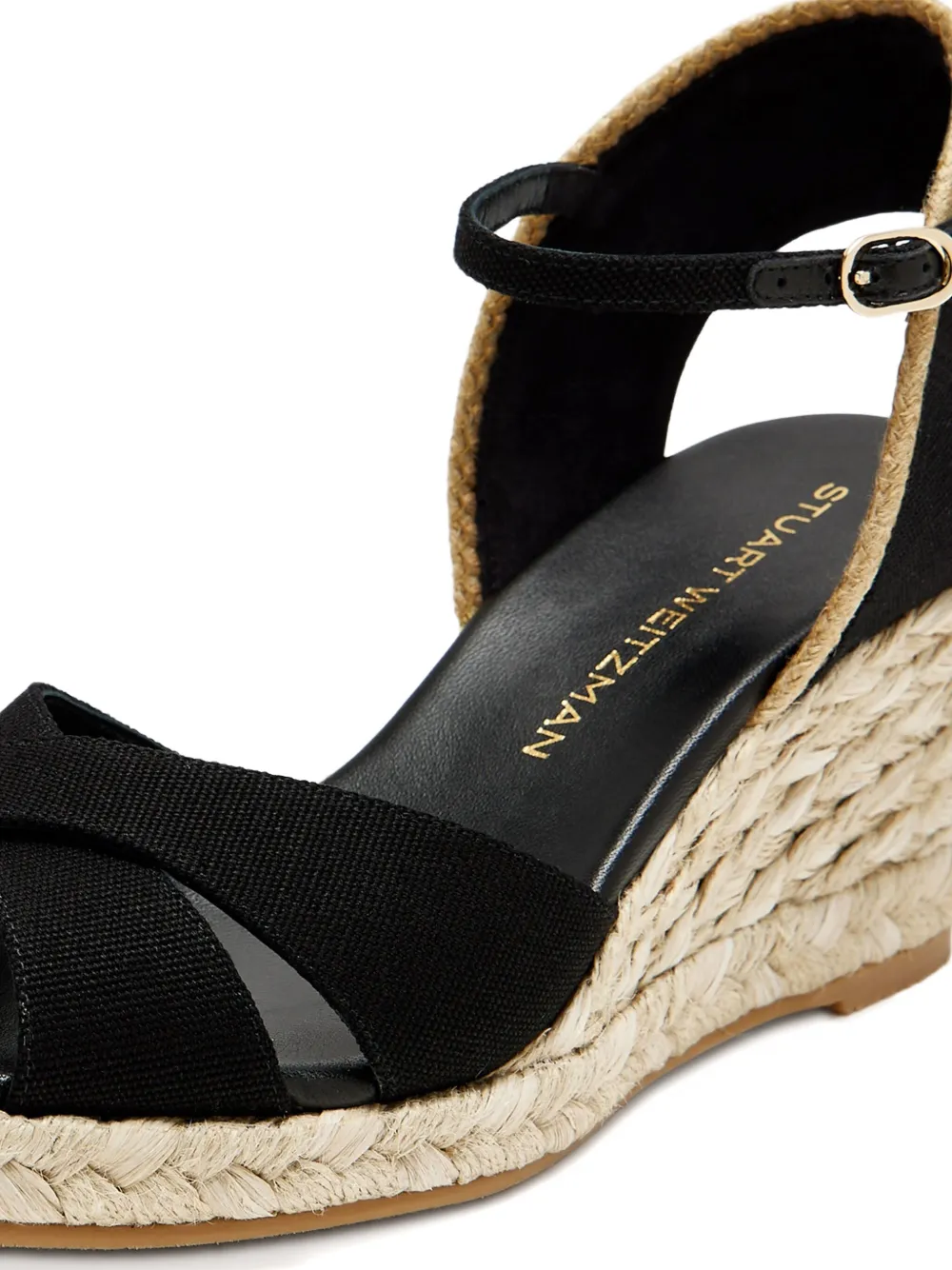 Stuart Weitzman 80mm Mirela II ankle-strap espadrille wedges Black