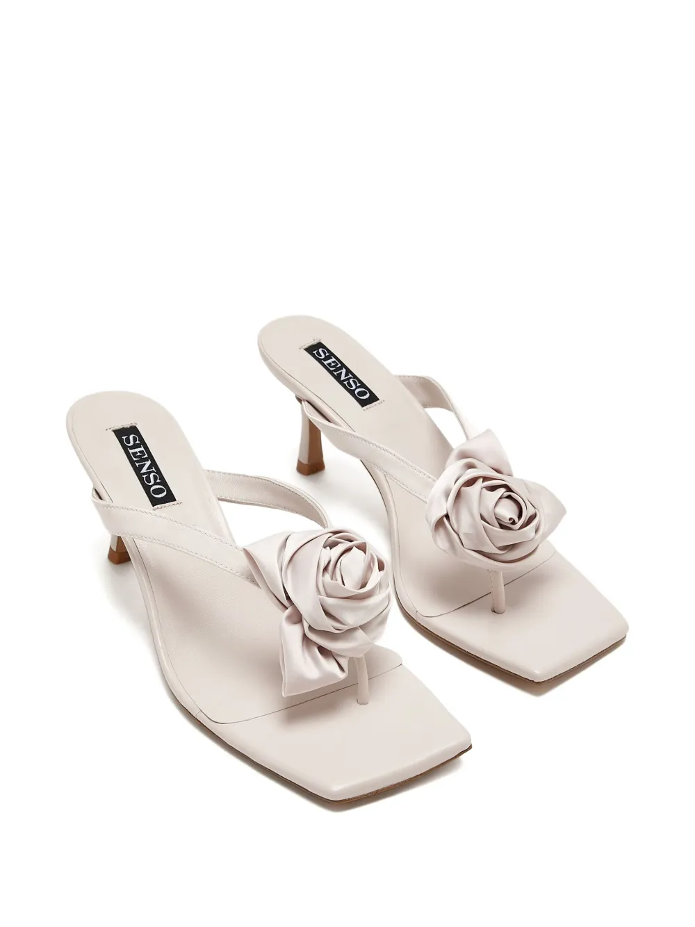 Senso 70mm Electra ruffled-flower sandals White