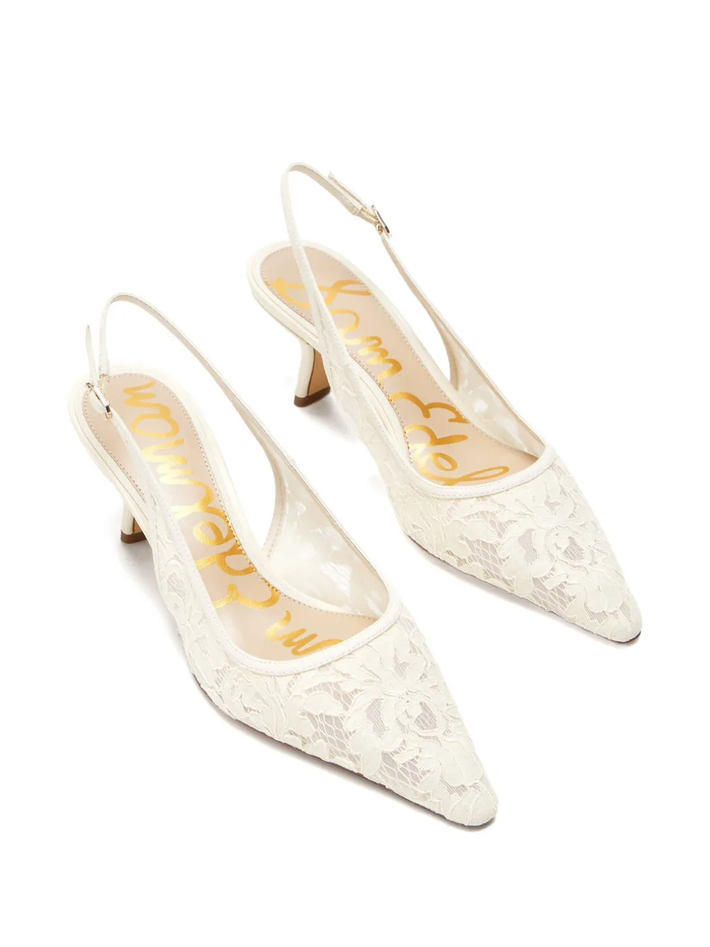Sam Edelman Slingback pumps met geborduurd kant Beige