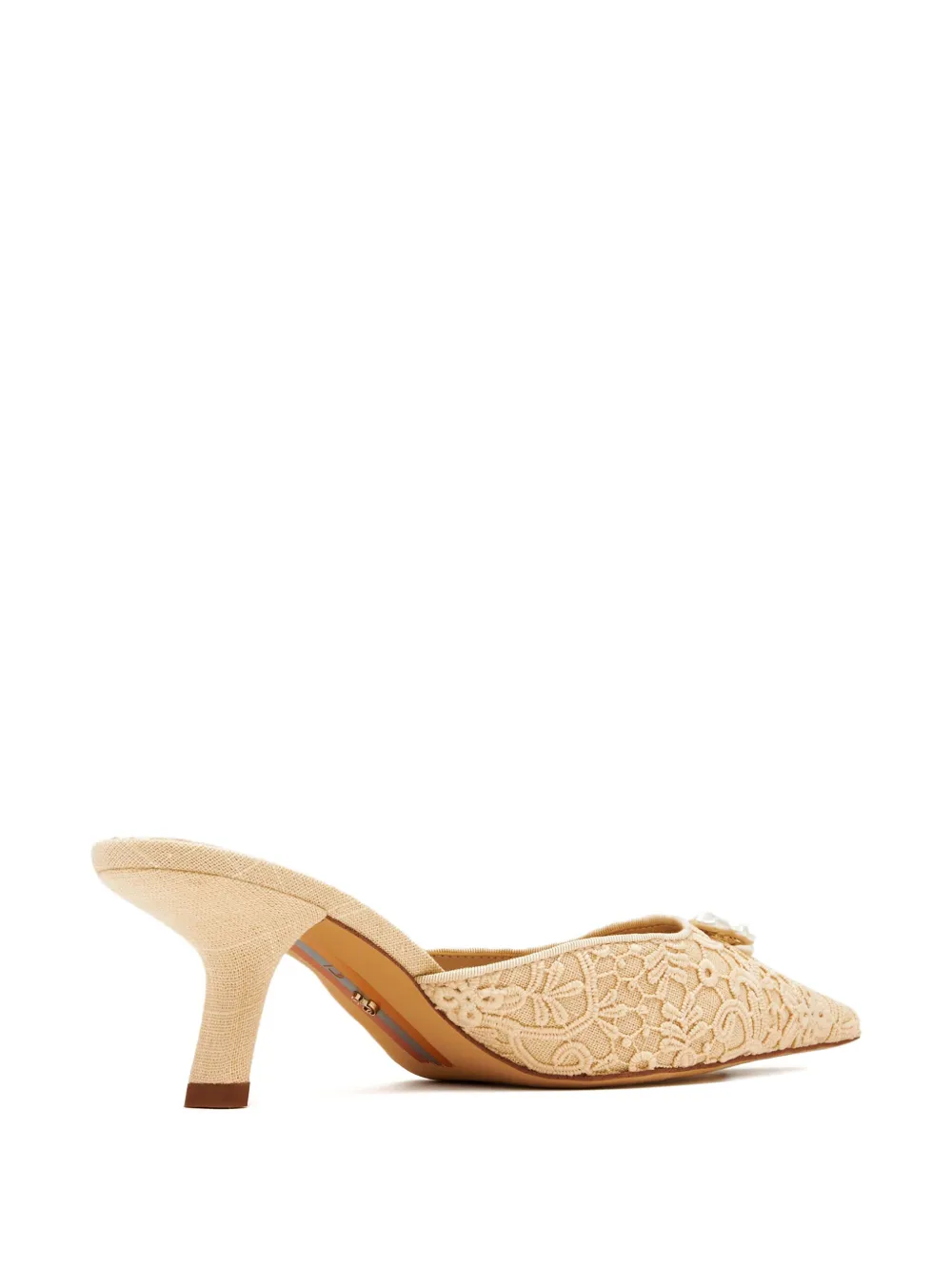 Sam Edelman 60mm Brit lace-embroidered pointed-toe mules Neutrals