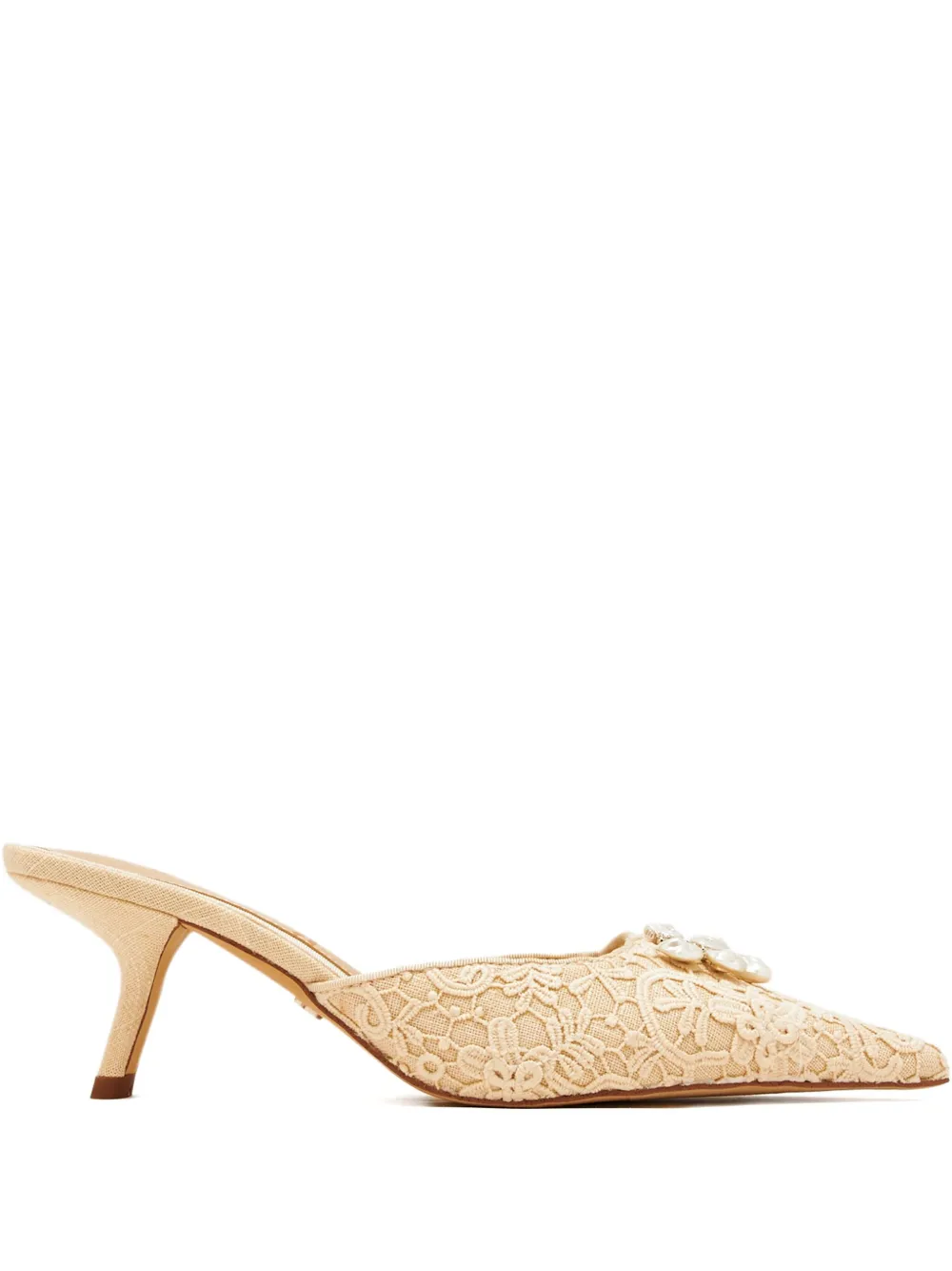 Sam Edelman 60mm Brit Lace-embroidered Pointed-toe Mules