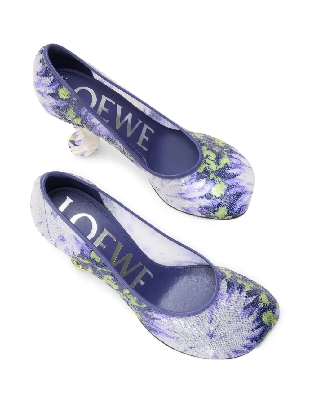 Loewe Toy Pump In Sequins 90mm In Purple