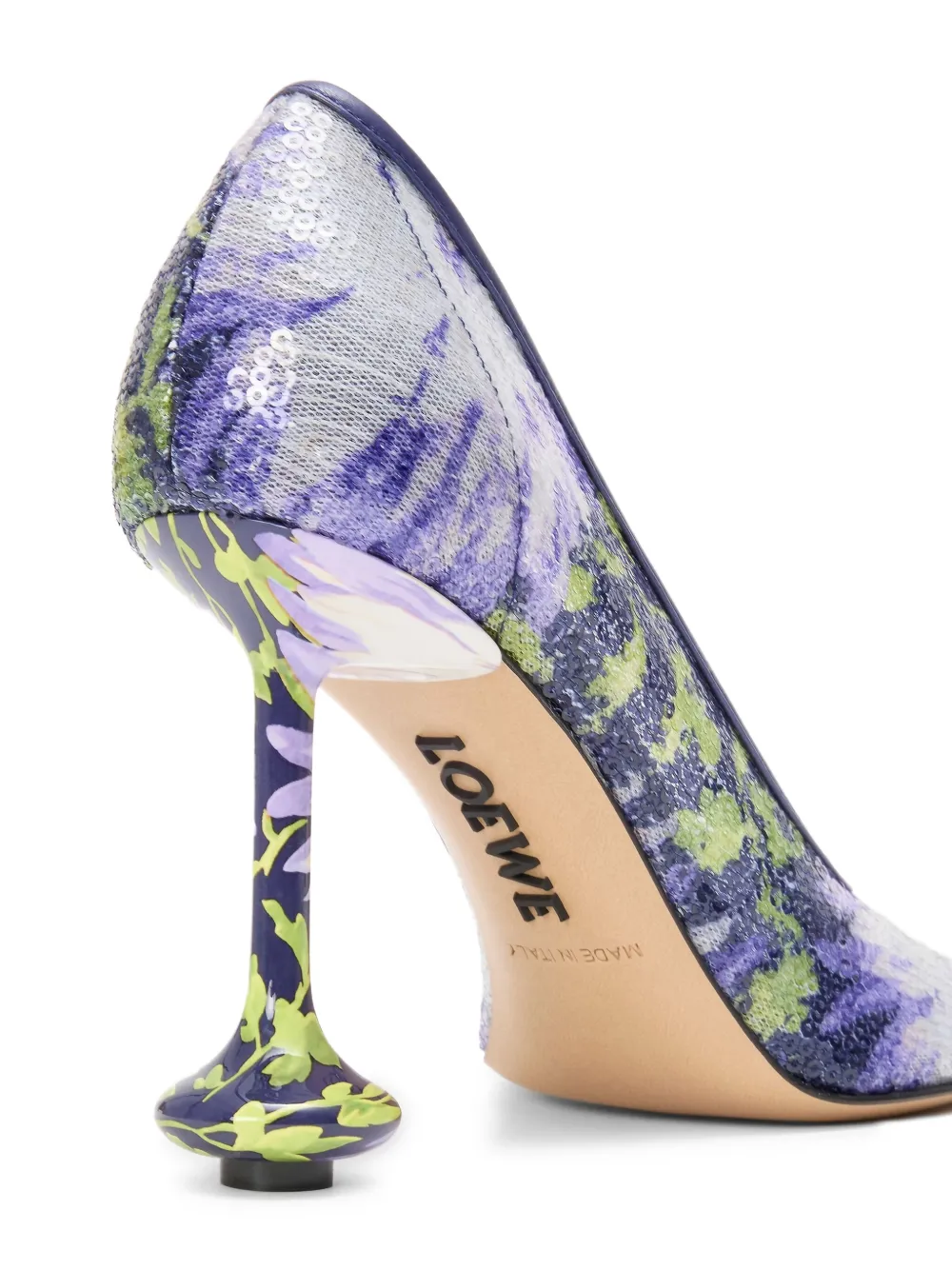 Loewe Toy Pump In Sequins 90mm In Purple