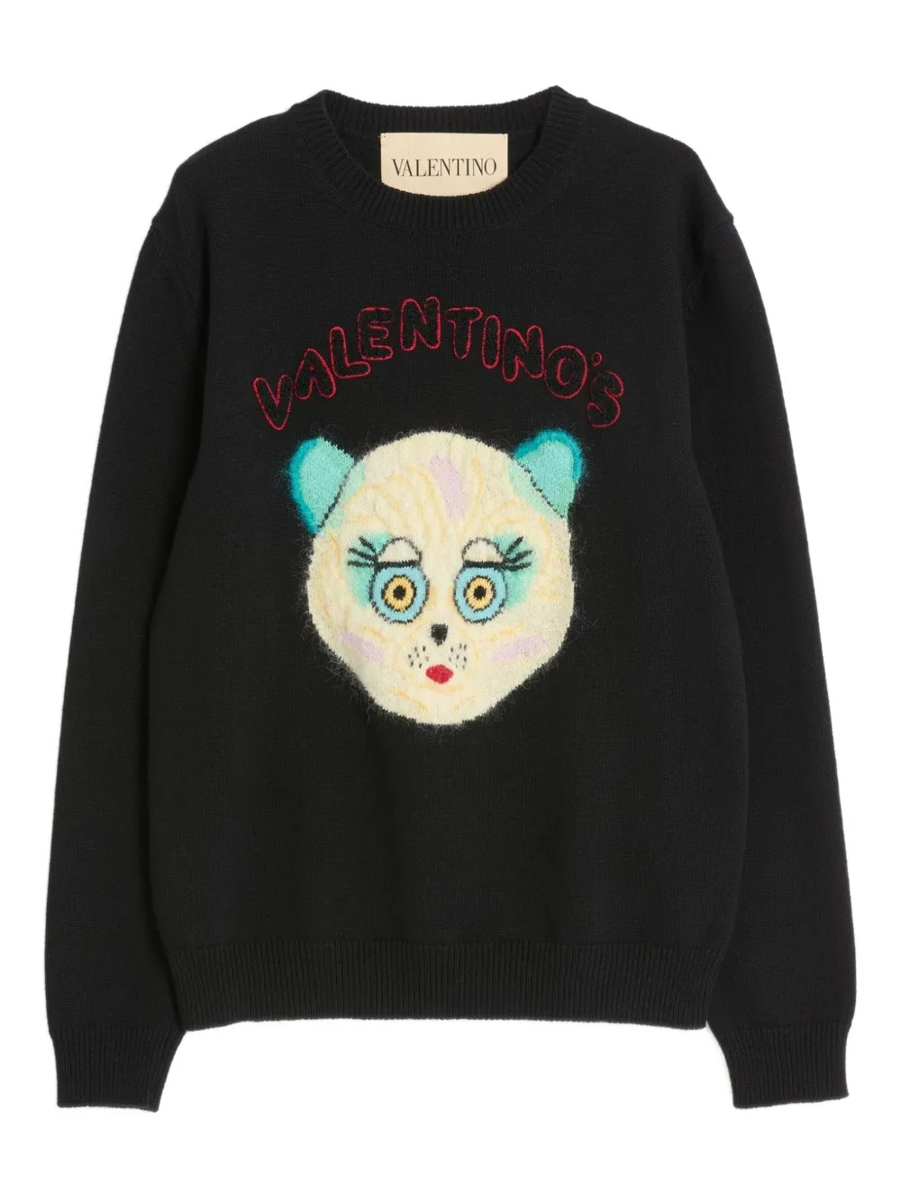 Valentino Wool And Cotton Jumper With Chat De La Maison Patch