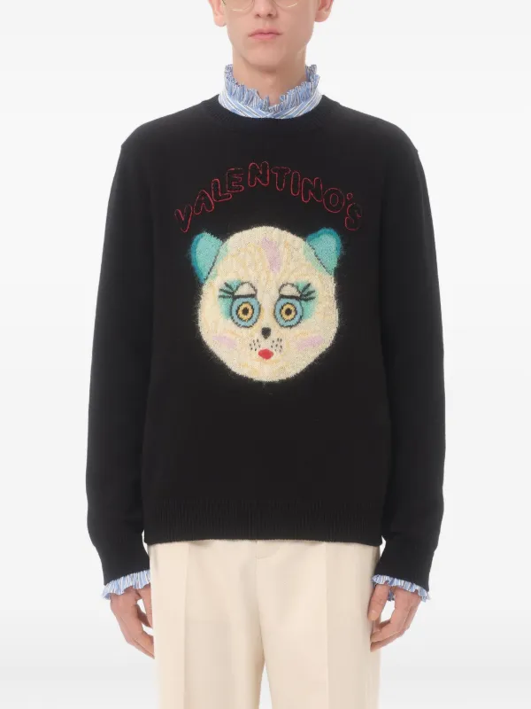 Valentino Garavani Chat De La Maison-patch Sweater | Black Valentino Garavani Chat De La Maison-patch Sweater | Black