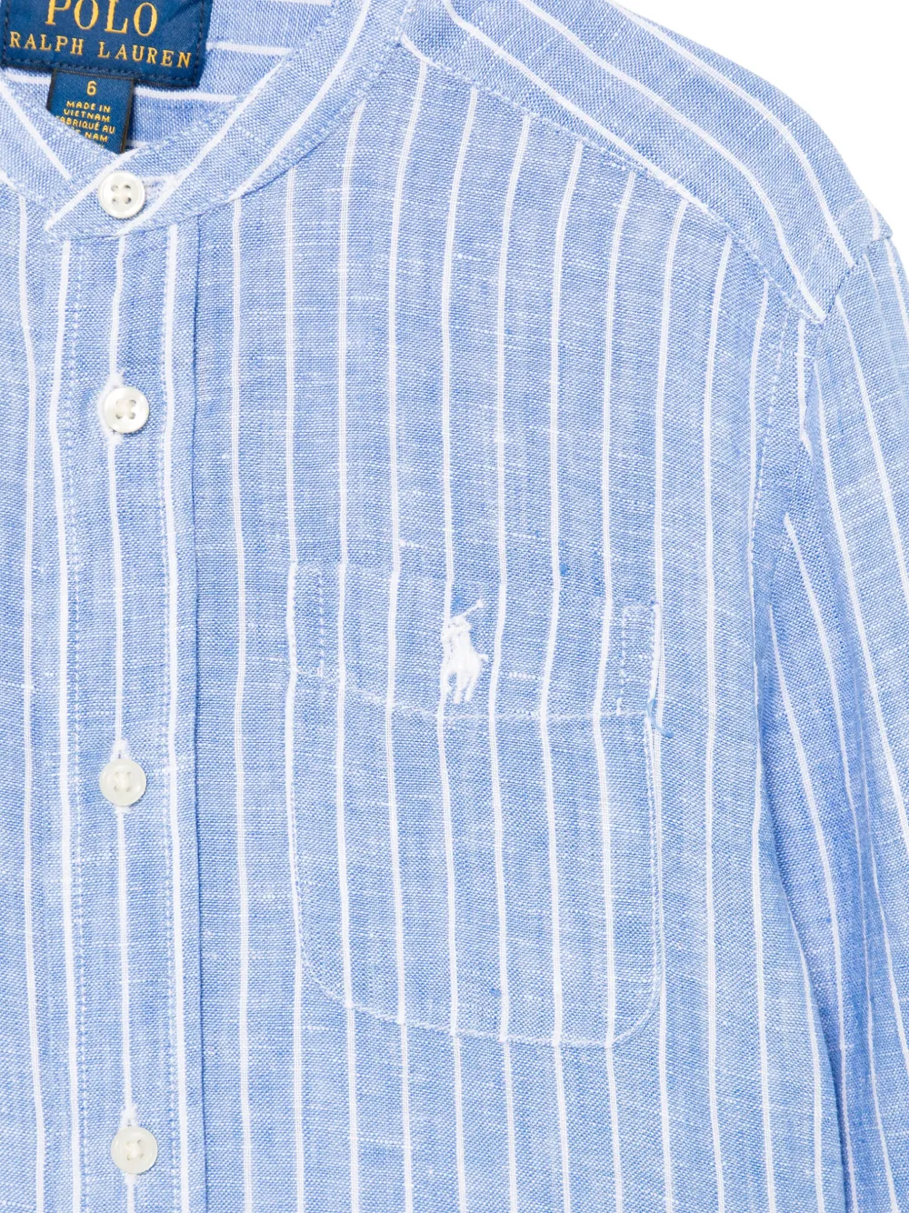 POLO RALPH LAUREN KIDS Gestreept linnen shirt Blauw