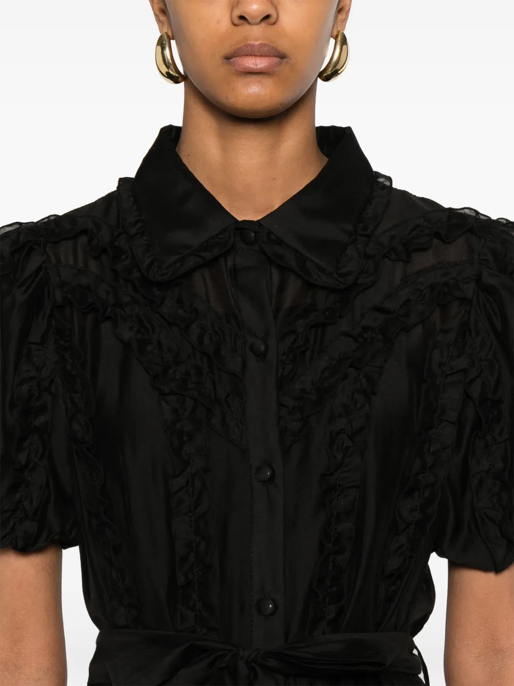 Cenere GB Midi-jurk met ruches Zwart