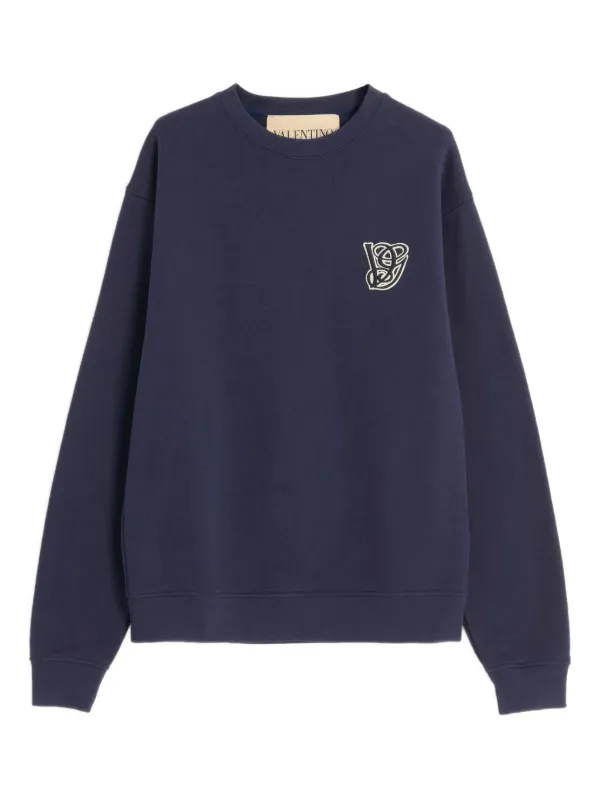 その他 VALENTINO BLUE COTTON SWEATSHIRT Embroidered cotton jersey sweatshirt in blue - Valentino