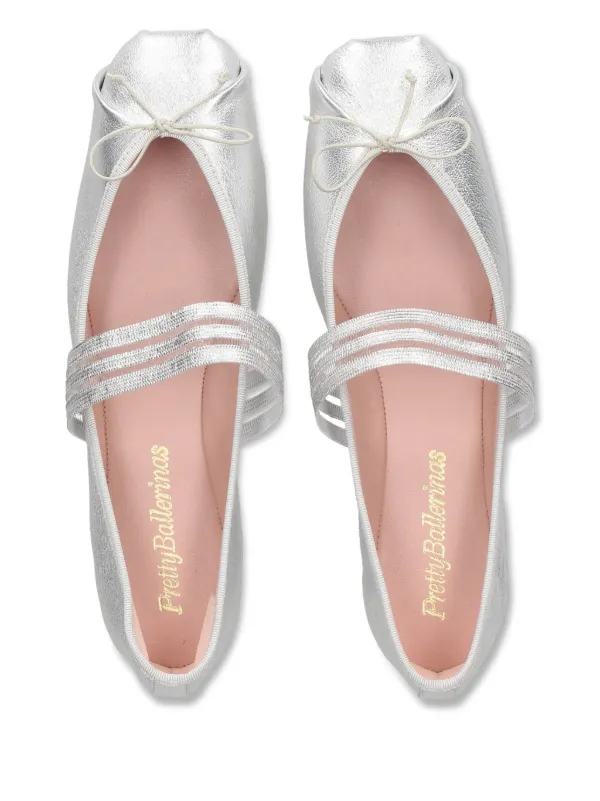 Pretty Ballerinas シルバー フラットシューズ Pretty Ballerinas レザー フラットシューズ | シルバートーン