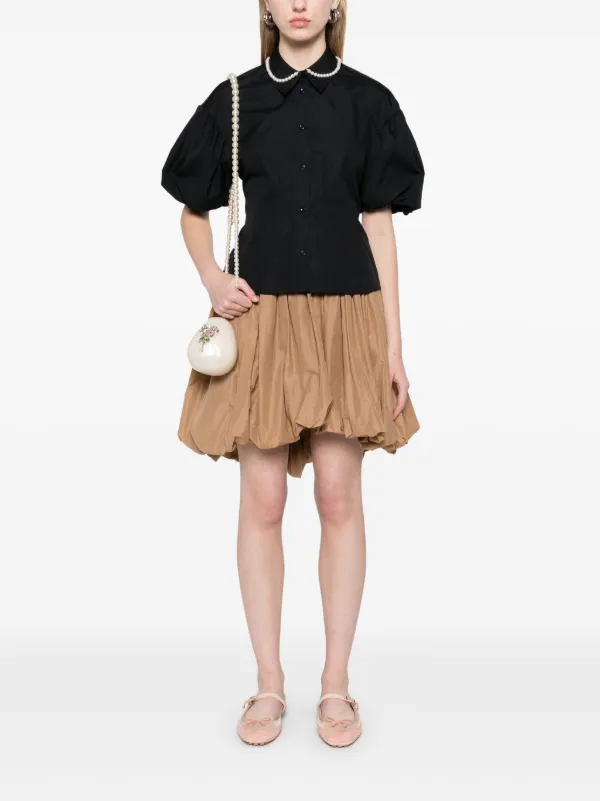 Simone Rocha ×  パール襟パフスリーブ 半袖シャツ Simone Rocha pearl-embellished Shirt | Black | FARFETCH