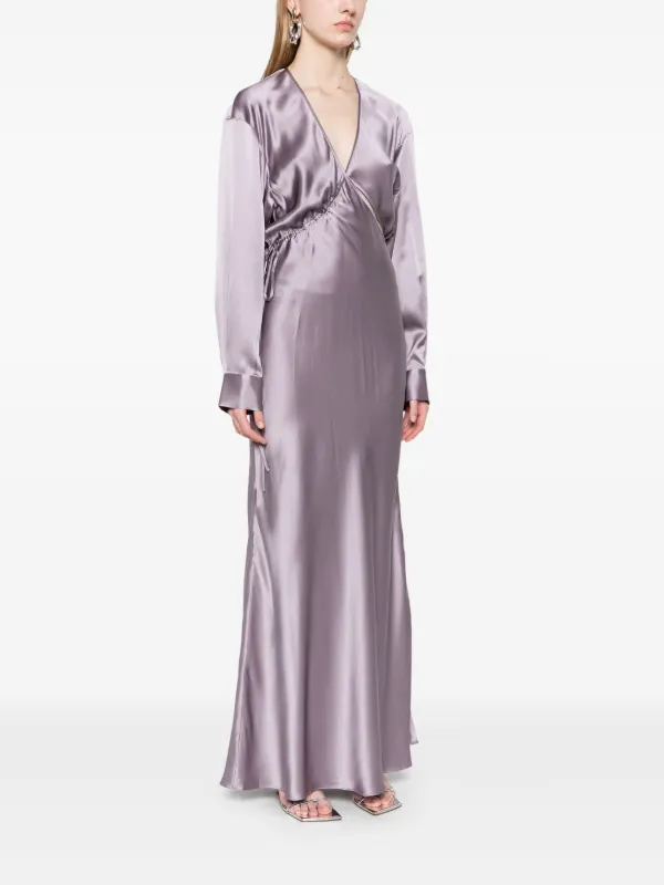 Christopher Esber Cross-Cut Silk Maxi Dress - Purple