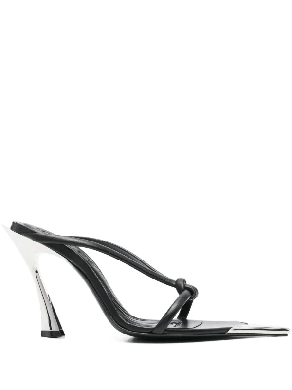 Mugler Leather Knotted Heeled Sandals in Black