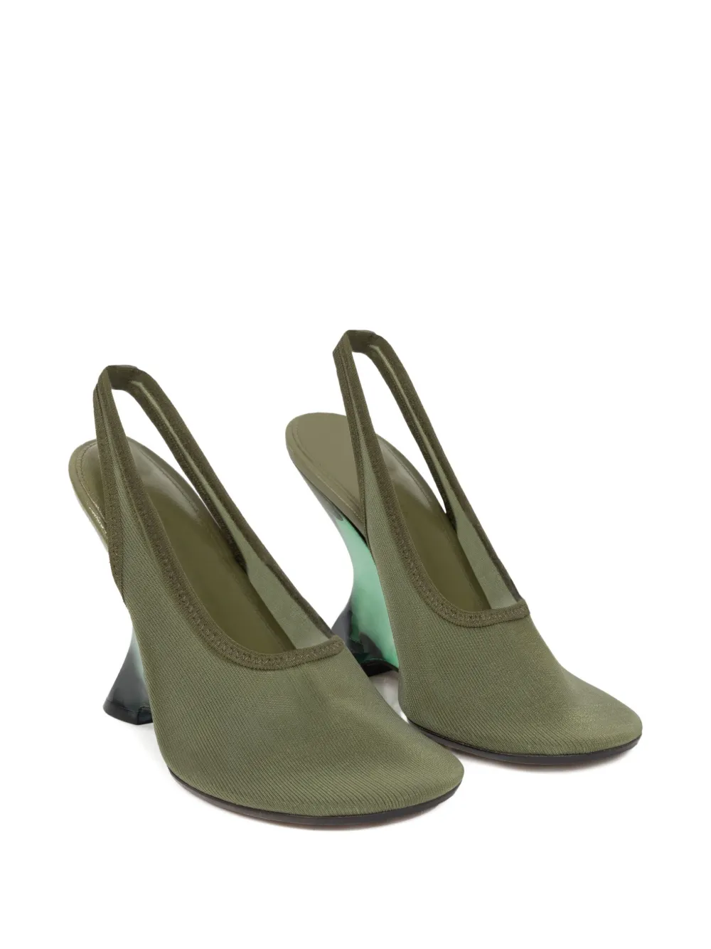 DRIES VAN NOTEN slingback wedge pumps Green