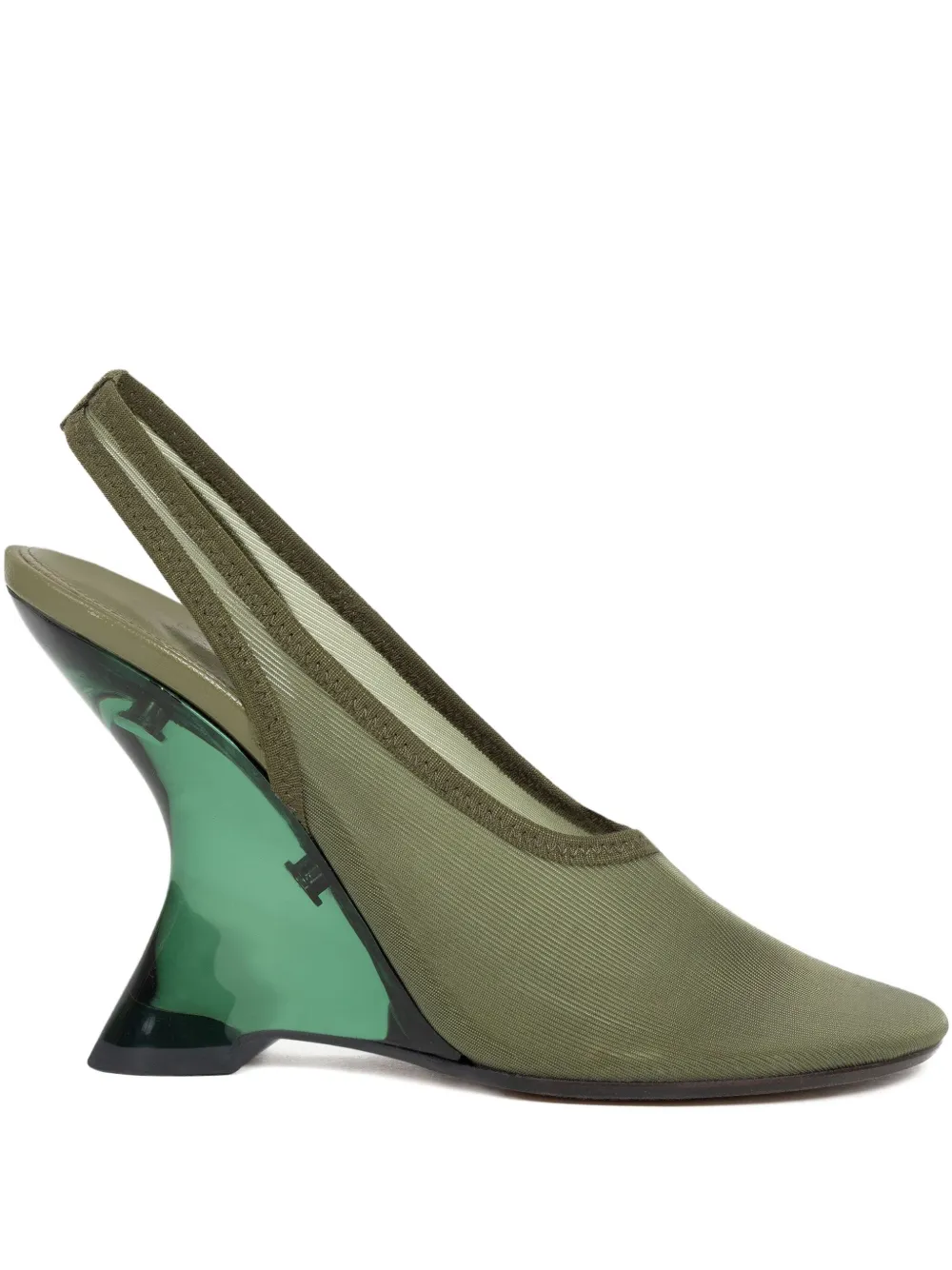 Dries Van Noten Slingback Wedge Pumps In Green
