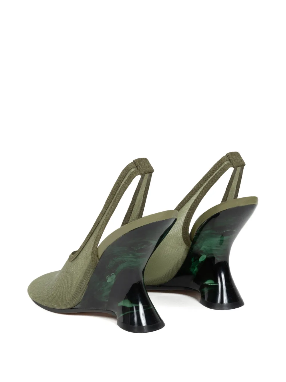 DRIES VAN NOTEN slingback wedge pumps Green