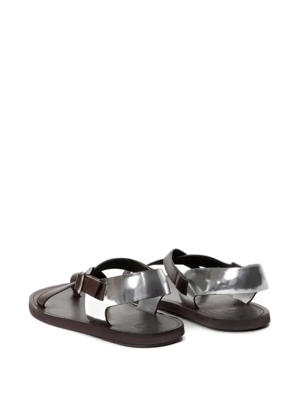 Dries Van Noten◆クロスデザイン レザートングサンダル DRIES VAN NOTEN 22SS クロス レザー サンダル ランウェイ