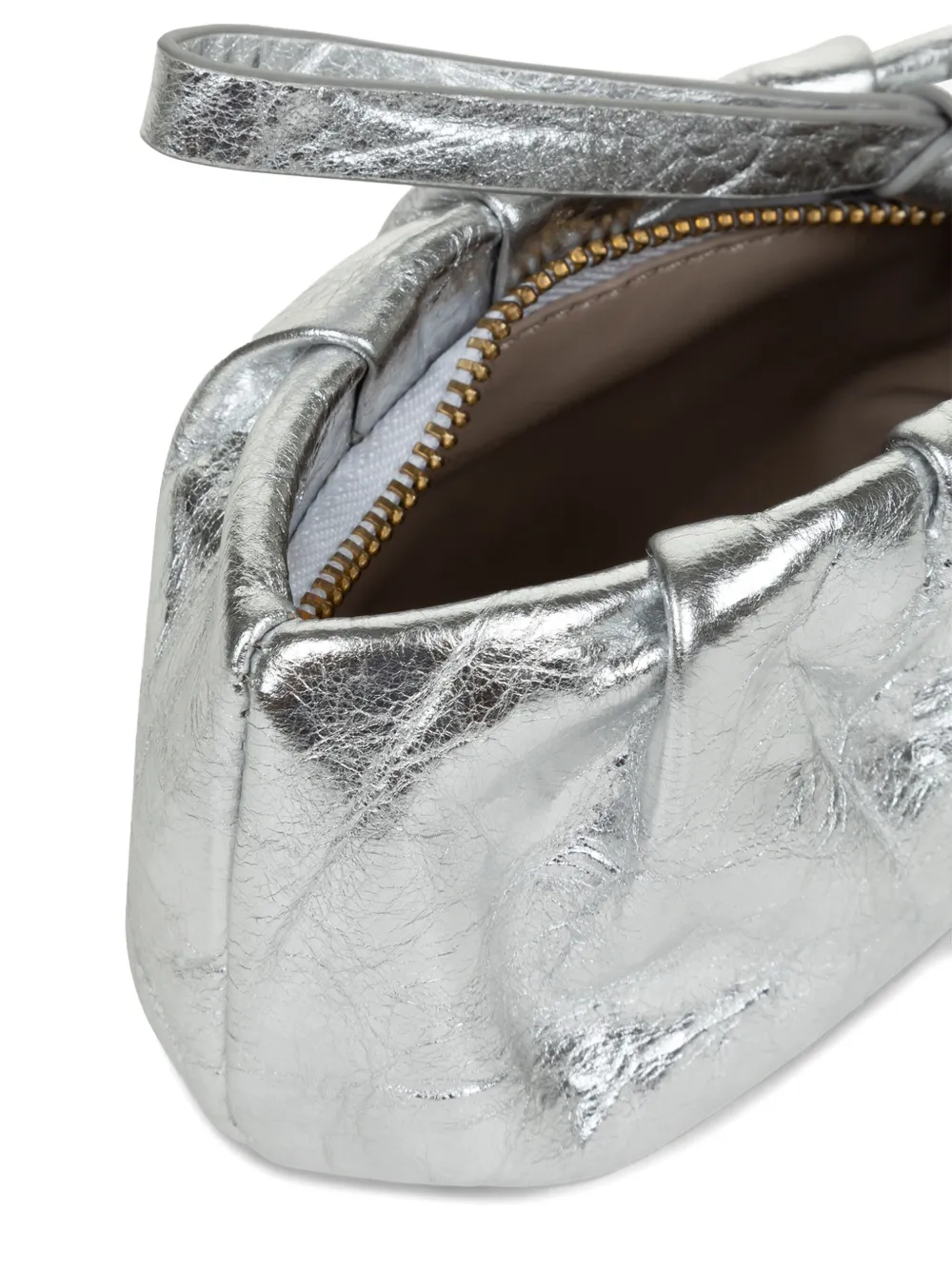 Dries Van Noten Pleated Coin Purse In Silver