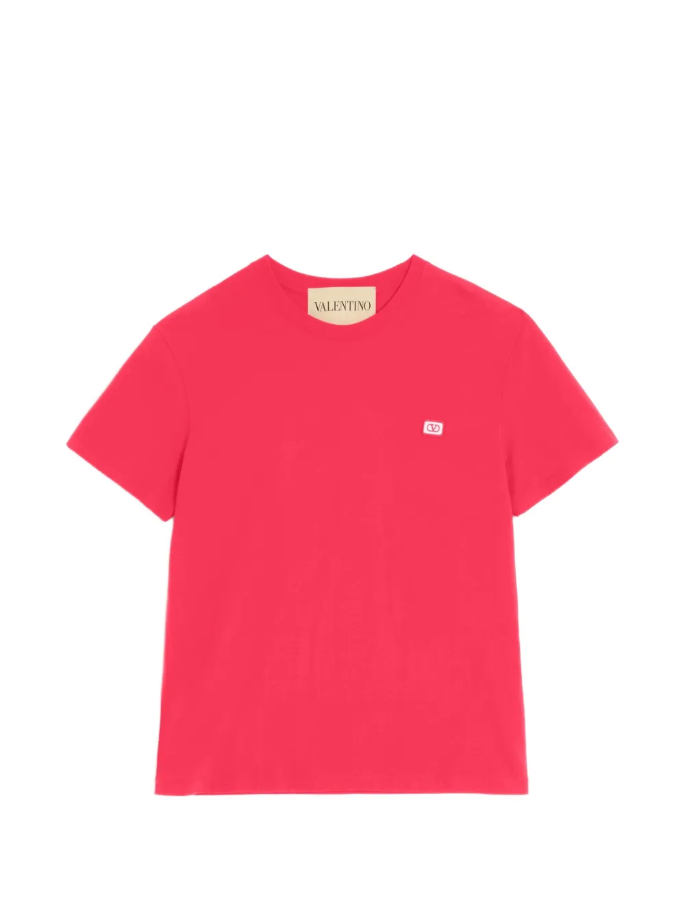 Valentino Garavani COTTON T-SHIRT WITH VLOGO PATCH - Rosso