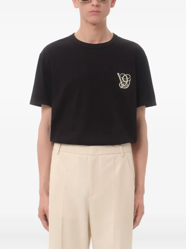 Valentino Garavani embroidered-logo T-shirt | Black | FARFETCH IN