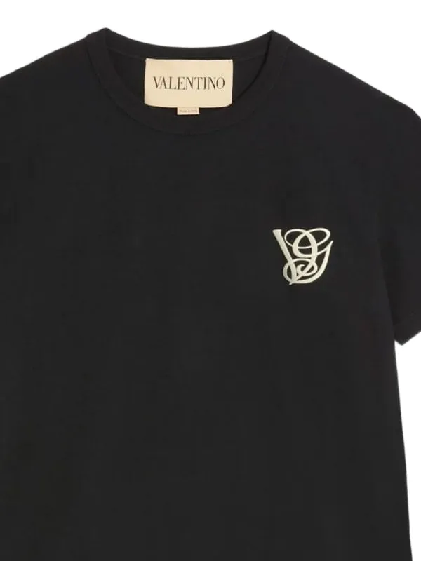 Valentino Garavani embroidered-logo T-shirt | Black | FARFETCH IN
