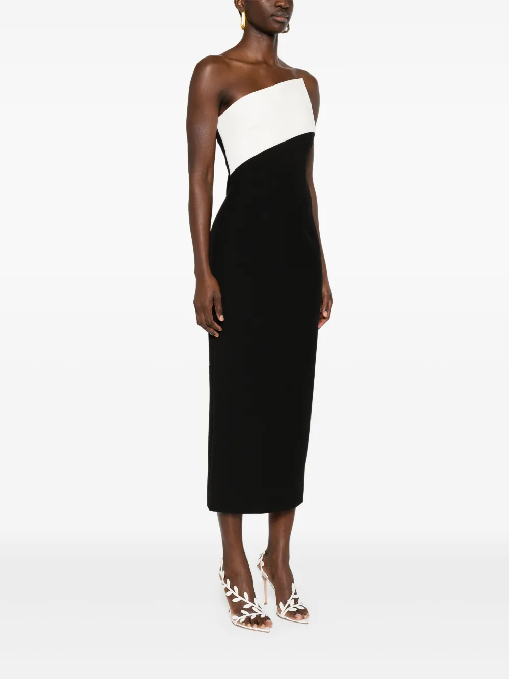 Roland Mouret Midi-jurk met contrasterend vlak Zwart
