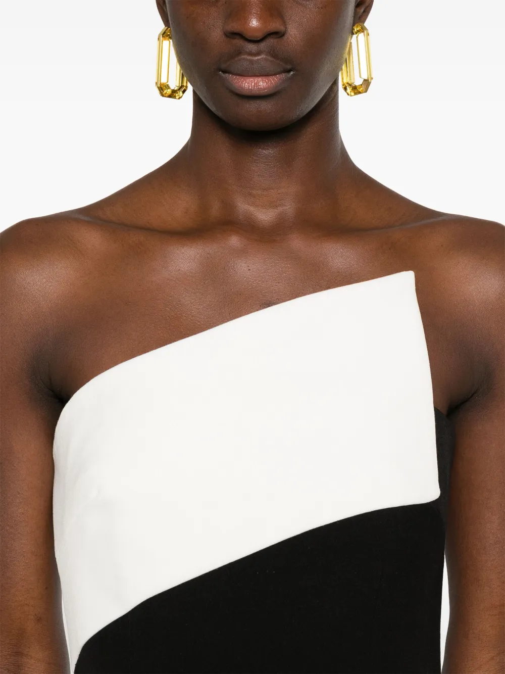 Roland Mouret Midi-jurk met contrasterend vlak Zwart