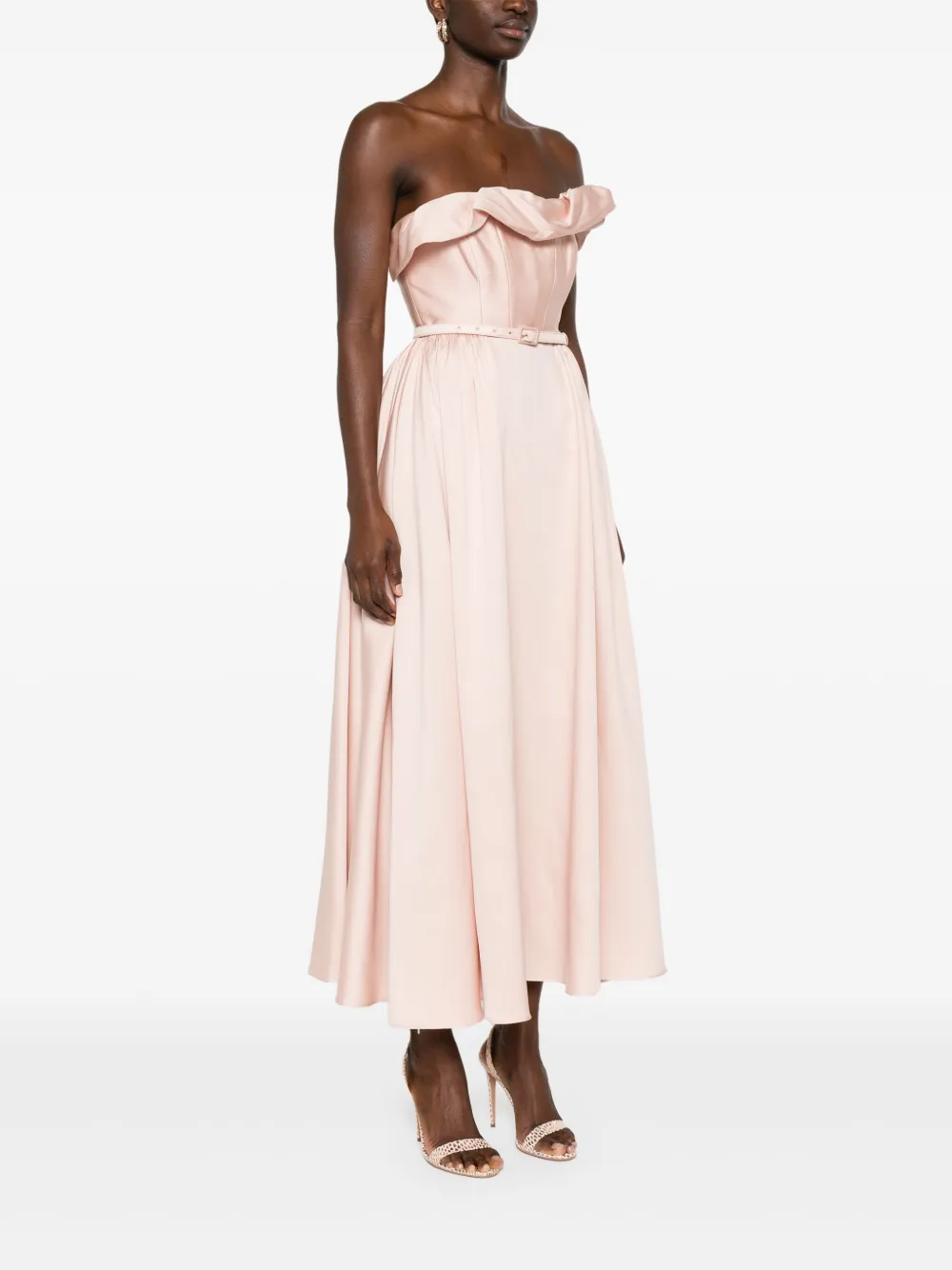 Roland Mouret Midi-jurk met ruches Roze
