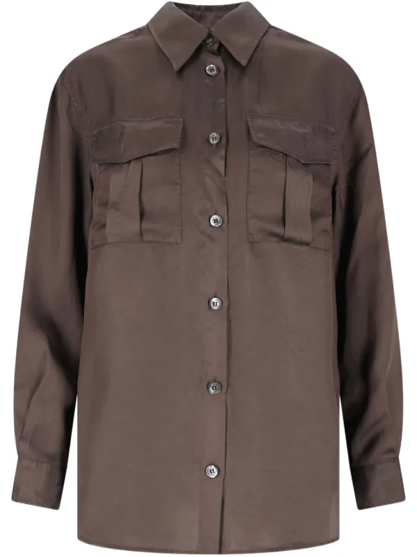 ASPESI Long Sleeve Shirt in Brown