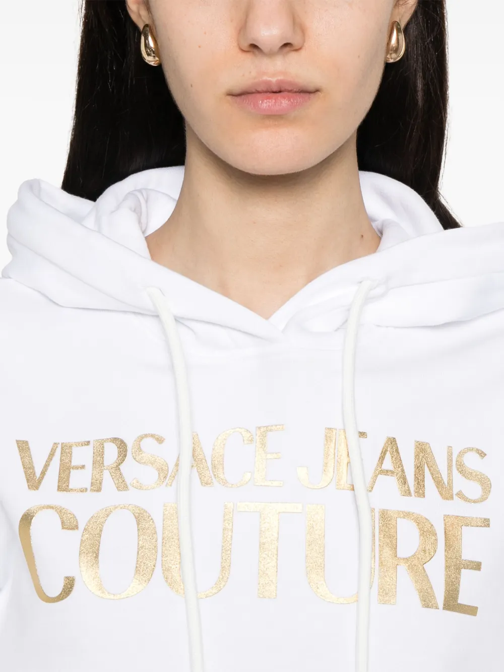 Versace Jeans Couture Hoodie met logoprint Wit