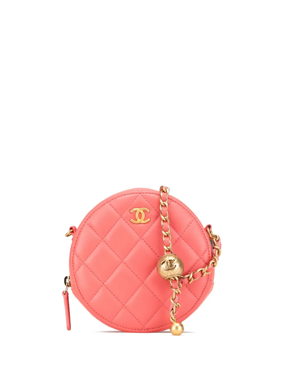 CHANEL Pre-Owned 2020 ココマーク マトラッセ ラムスキン パール クラッシュ ラウンド クラッチウィズチェーン CHANEL Pre-Owned 2020 ココマーク マトラッセ ラムスキン パール クラッシュ ラウンド クラッチウィズチェーン