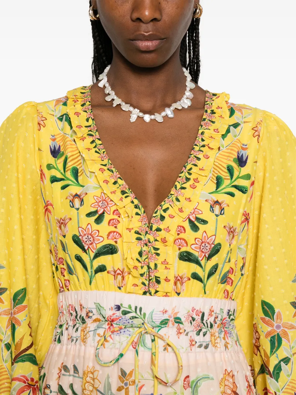 Shop Farm Rio Long-sleeve Maxi Dress In Yellow