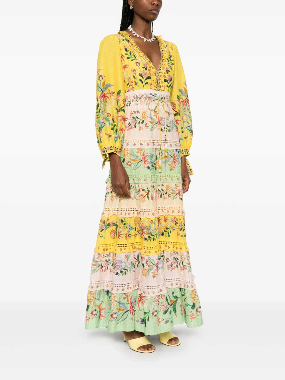 Shop Farm Rio Long-sleeve Maxi Dress In Yellow