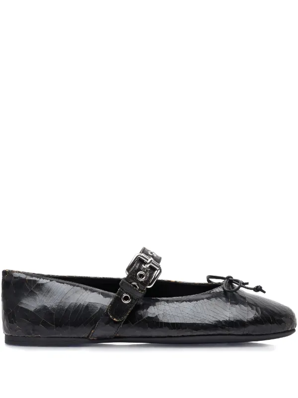 Miu Miu Leather Ballerina Shoes in Black