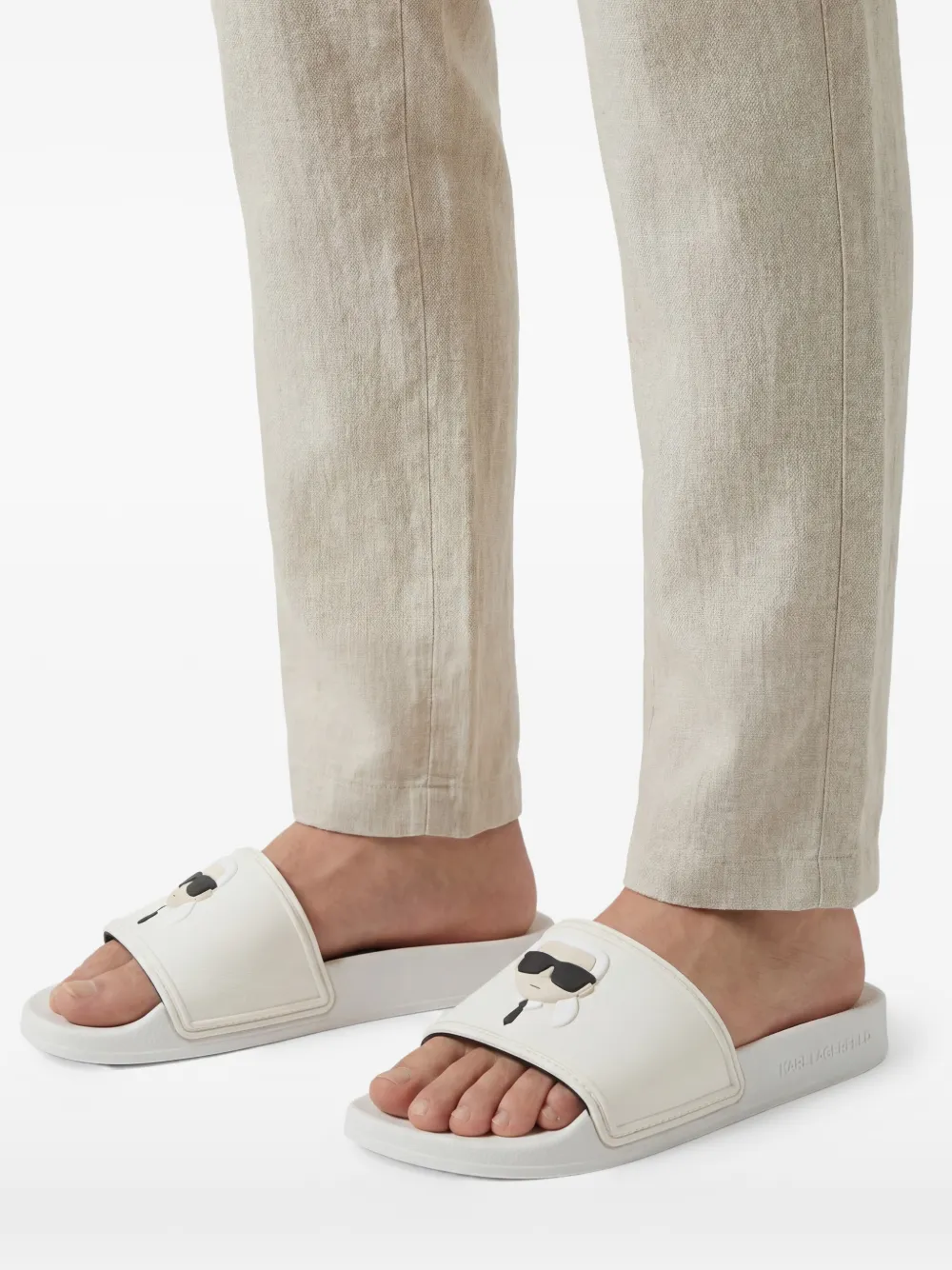 Karl Lagerfeld Slippers met logo Wit